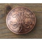 コンチョ　ボタン　本物コイン使用　イギリス　2ペンス　羽根　王冠　直径約25mm　sizeb　motifetc　コインコンチョ　ネジ式コンチョ　パーツ