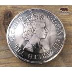 コンチョ　ボタン　本物コイン使用　香港　1ドル　エリザベス2世　直径約30mm　sizec　人物　コインコンチョ　ネジ式コンチョ　パーツ