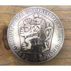 コンチョ　ボタン　本物コイン使用　チェコスロバキア　10コルン 銀貨　シルバー　ライオン　1966年　直径約30mm　sizec　コインコンチョ　ネジ式　パーツ