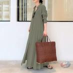 シャツワンピース レディース 長袖 マキシ丈 ゆったり 体型カバー ゾンチー バックタックが映えて、一枚でも羽織りでも使いやすい人気ワンピースです