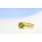 ペリドット　リング　パール　真珠　K18 　8月誕生石　peridot　プレゼント　送料無料