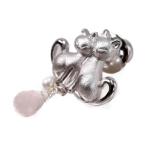 ローズクォーツ淡水真珠パール猫ピン...