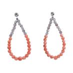 深海サンゴ ラブラドライト ピアス ３月 誕生石 ピンク かわいい プレゼント 彼女 安心の宝石保証書付き 送料無料