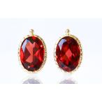 ショッピングGARNET ガーネット K10 イエローゴールド ピアス 一粒 オーバル 1月誕生石 ダブルロックキャッチ 上品 華やか プレゼント Garnet Gold Earrings Birthstone January