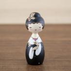 竹久夢二 こけし 雪の風 レトロ モダン 大正 沖いづみ 黒 雪 風 水木 みずき 創作こけし 冬