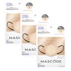 3袋セット MASCODE マスコード 正規品 ベージュ×ブラック Mサイズ 7枚入 立体構造 3Dマスク 不織布 マスク ベージュ ブラック