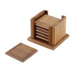 竹製茶托 6PC セット 角型  （468200）0