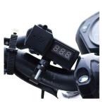 バイク用 USB電源 ソケット 2ポート 防水キャップ 電圧 LEDディスプレイ付き　