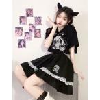 ゴシックロリータSKブラック半袖フ...