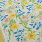 生地 布 花柄 80ローン 高密度プリント リバティ風 布 黄色 服地 布地 110ｃｍ幅 商用利用可 メール便3mまで