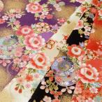 ショッピング和柄 生地 和柄 レトロ 綿 布 開花 チリメンエンボス 花手毬と鼓 プリント 布地 110cm幅 商用利用可 メール便2.5mまで 爆買