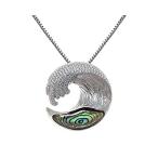 特別価格Sterling Silver Ocean Wave Abalone Paua Shell CZ Hawaiian Necklace Pendant 好評販売中