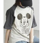 Mickey Mouse ミッキーマウス USED風フェイスプリントTシャツ