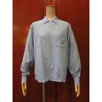 ビンテージ60's★Brand X刺繍入りレーヨンシャツ水色18★1960sボックスシャツ長袖シャツメンズモッズアイビー