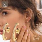 Yahoo! Yahoo!ショッピング(ヤフー ショッピング)ピアス ジルコニア キラキラ 両耳セット 金属アレルギー対応 18K コーティング ニッケルフリー レディース 大人 かわいい ジュエリー ゴールド 送料無料