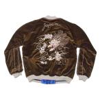 ショッピングスカジャン テーラー東洋 東洋エンタープライズ スカジャン TT15792 別珍 WHITE DRAGON × BLACK EAGLE 白龍 ホワイトドラゴン 黒鷲ブラックイーグル TAILOR TOYO(ブラウン)