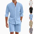 セットアップ メンズ 上下セット ジャージ スウェット 夏服  Tシャツ 長袖 パンツ 短パンアロハシャツ ショートパンツ ハーフパンツ メンズ