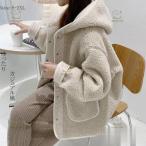 ボアコート レディース ボアジャケット 大きいサイズ 秋冬 ファーコート アウター フード付き 2Way 裏起毛 もこもこ 防寒 大人 ショート丈 体型カバー