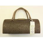 【送料無料】和想庵　「衿秀」 絹地筒形バッグ ブラウン 絹 和装　バッグ　茶【※北海道・沖縄県・離島は別途送料必要】