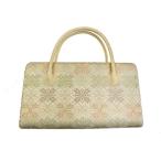 【送料無料】衿秀　和想庵　帯地バッグ　クリーム地・金銀八つ剣菱風柄　正絹　日本製　7364