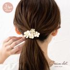 ポニーフック ヘアフック ヘアカフス ヘアゴム 花 フラワー メタル マット 艶消し キュービックジルコニア 大人
