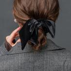 シュシュ リボン ベロア ビッグリボン 大きめ アシンメトリー ボリューム ヘアアクセサリー ヘアゴム 髪留め ゆうパケット送料無料