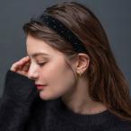 カチューシャ ベロア ベルベット 幅広 3cm パウダースタッズ 水玉 ドット ぷっくり ワイド ドットスタッズ ゆうパケットOK