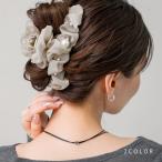 バンスクリップ シフォン フリル パール ビッグ 大きめ ボリューム オーガンジー チュール ヘアクリップ ヘアアクセ 定形外郵便送料無料