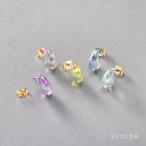 【全品送料無料⇒8月31日23:59迄】ピアス チタンポスト 低アレルギー レディース オーロラ キレイ色 クリアカラー ぷっくり ドロップ しずく
