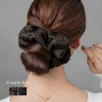 シュシュ ヘアゴム ジャガード風 模様 ボリューム 大きめ シック ヘアアクセ ヘアアレンジ 簡単 まとめ髪 ゆうパケット送料無料