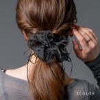 ショッピングシュシュ 【最大30％OFFセール×全品送料無料】シュシュ オーガンジー ハート リボン コード 透け感 ボリューム 大きめ 存在感 ヘアアクセサリー ヘアゴム