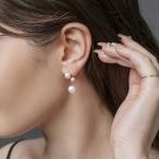 ピアス 金属アレルギー ニッケルフリー 18kコーティング チタンポスト レディース パール ドローイングライン 変形 ゆうパケット送料無料