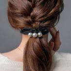 ヘアゴム パール リボン メタルボール おしゃれ ヘアアクセサリー 髪留め まとめ髪 ポニーテール ゆうパケット送料無料