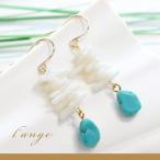 Yahoo! Yahoo!ショッピング(ヤフー ショッピング)天然石 ターコイズ ホワイトコーラル 白珊瑚 14kgf ピアス レディース ゴールド ピアス 日本製 揺れる 華奢 本物