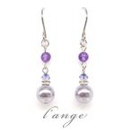 ピアス パープル パール スワロフスキー 6mm アメジスト 純チタン 樹脂 フック 金属アレルギー対応 モーブ