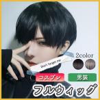 ウィッグ ショート 男装 フルウィッグ 自然 コスプレ メンズ レディース 衣装 仮装 かつら 耐熱 人工頭皮 黒髪 シルバー 学生 変装