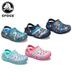 クロックス crocs クラシック プリンテッド ラインド クロッグ キッズ classic printed lined clog k キッズ サンダル シューズ 子供 ボア