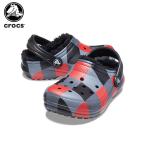 クロックス crocs クラシック ラインド プラッド クロッグ キッズ classic lined plaid clog k キッズ サンダル シューズ 子供 ボア