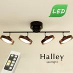LED 4灯 スポットライト Halley ブラウン リモコン付き 木製