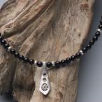 カレン族シルバー漆黒の輝きオニキスビーズネックレスシンプルメンズレディース...