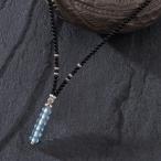 カレン族シルバー清流のしずくブルートパーズ漆黒の輝きオニキスビーズネックレ...