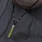 カレン族シルバー萌え立つ緑ペリドット漆黒の輝きオニキスビーズネックレスメン...