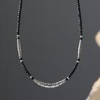 カレン族シルバー漆黒のきらめきブラックスピネルビーズネックレスメンズレディ...