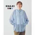 カーキ KHA:KI 3プラケット シャツ ドレス 3PLACKET SHIRTS DRESS バンドカラーシャツ レディース 2024春夏 MIL24HBL3128