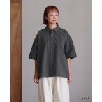 ショッピングprit プリット prit コットンリネンウェザー近江加工5分袖レギュラーカラービッグシャツ レディース P81606
