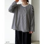 ショッピングprit プリット prit 30/1 リサイクルムラ糸天竺ボーダー フレアプルオーバー レディース P91655