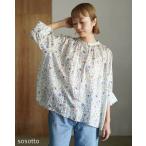 【先行予約】ソソット sosotto LIBERTYシルフローンギャザーブラウス6部袖 シャツ レディース 42612941