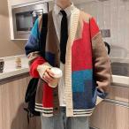 メンズ韓国スタイルパッチワークニットカーディガン,流行のカジュアルコート,ジャケット,セーター,カップルの服,ファッショナブル,秋冬