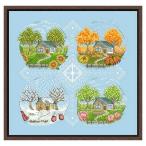  retro сад Cross стежок комплект 4 season дизайн. хлопок нить Sky голубой. парусина DIY.embroidery 18 carat 14 carat 