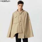  кнопка имеется incerun- мужской накидка,laperu пальто, Roo z Street одежда, casual ponichi, не ...to ключ, одиночный цвет, мужчина. мода,S-5XL,2023